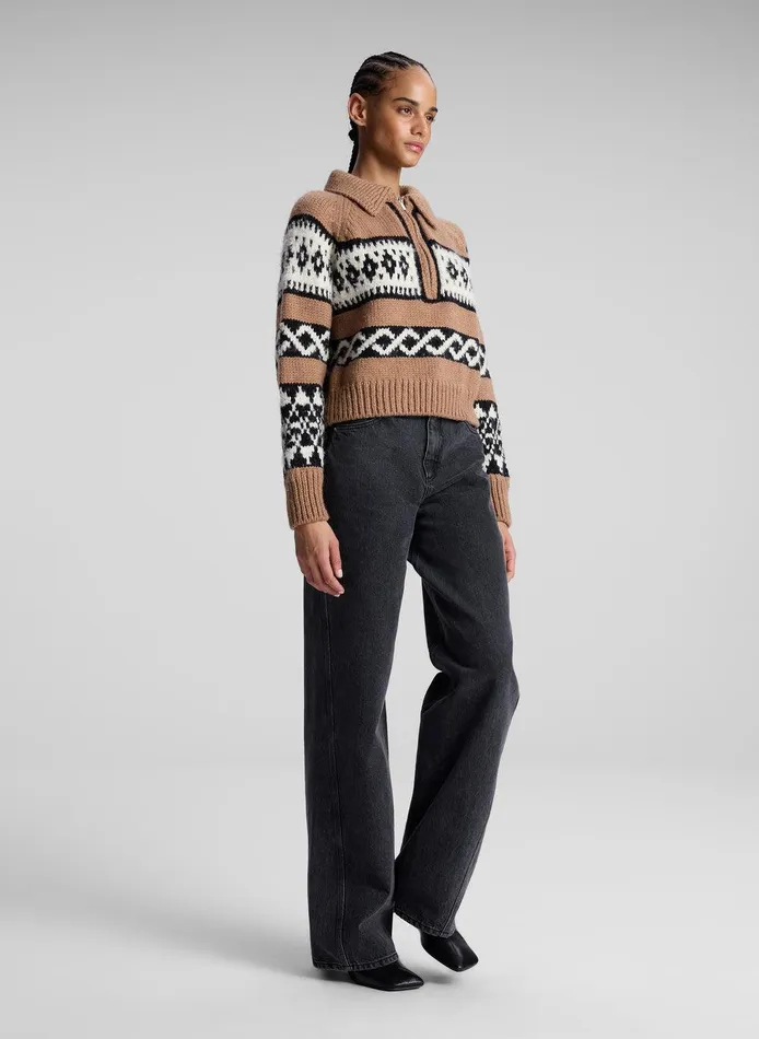 Women Carter Merino Fairisle Sweater Camel Multi ALC Tops