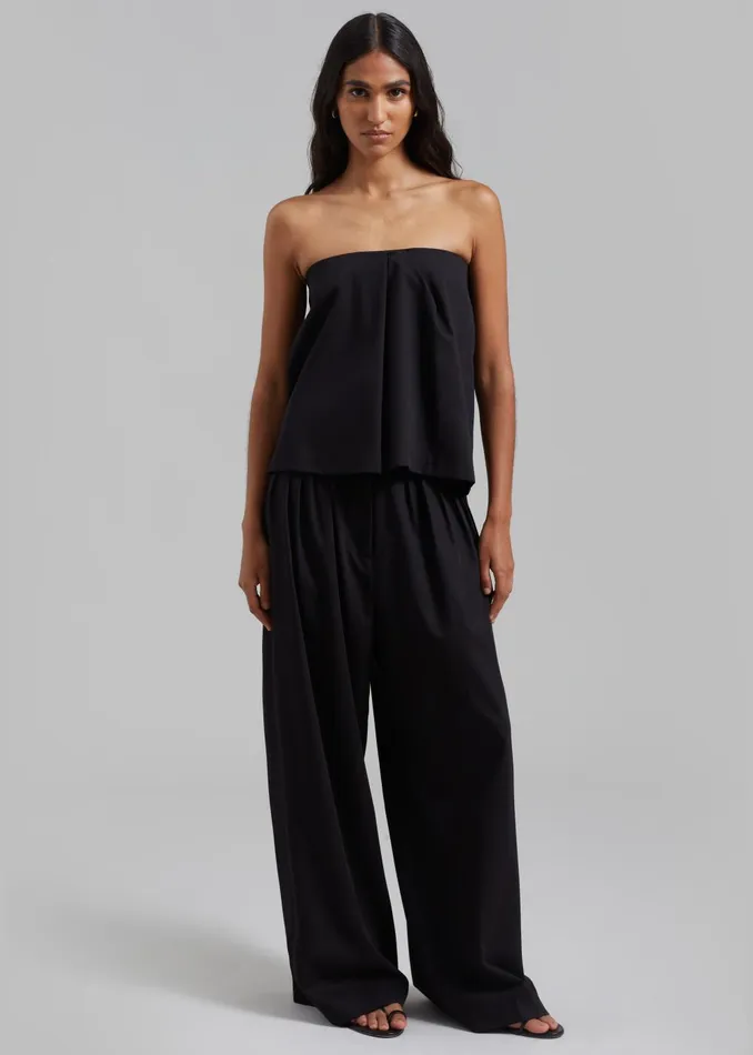 Women Catalina Pleated Trousers 8211 Black The Frankie Shop Bottoms