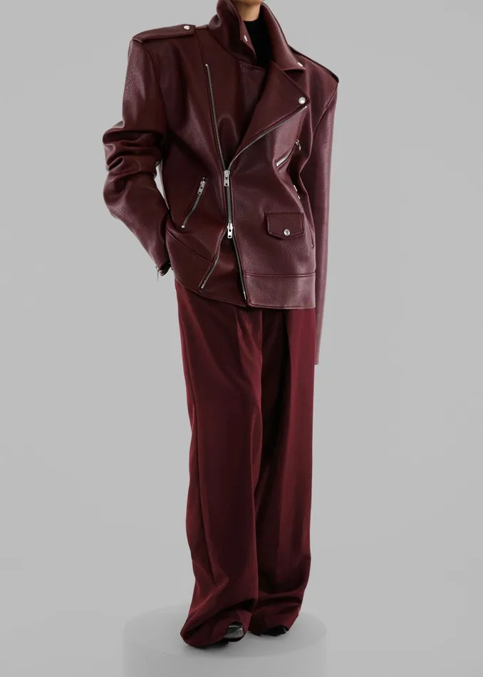 Women Chicago Oversized Biker Jacket 8211 Burgundy The Frankie Shop Outerwear