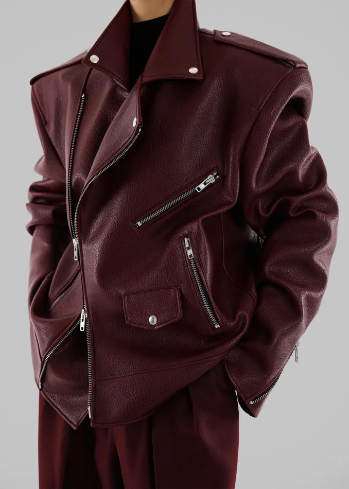 Women Chicago Oversized Biker Jacket 8211 Burgundy The Frankie Shop Outerwear