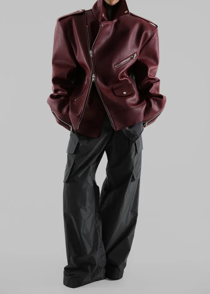 Women Chicago Oversized Biker Jacket 8211 Burgundy The Frankie Shop Outerwear