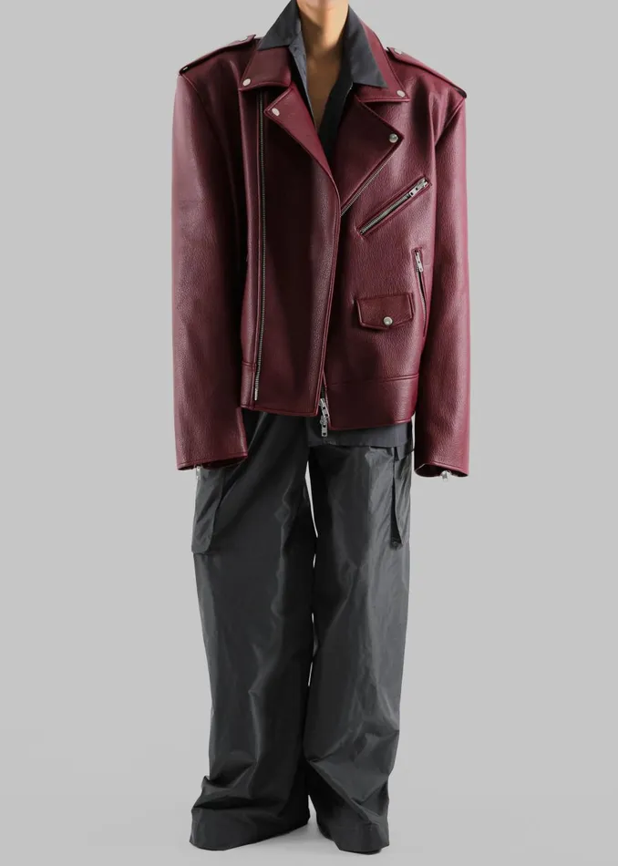 Women Chicago Oversized Biker Jacket 8211 Burgundy The Frankie Shop Outerwear