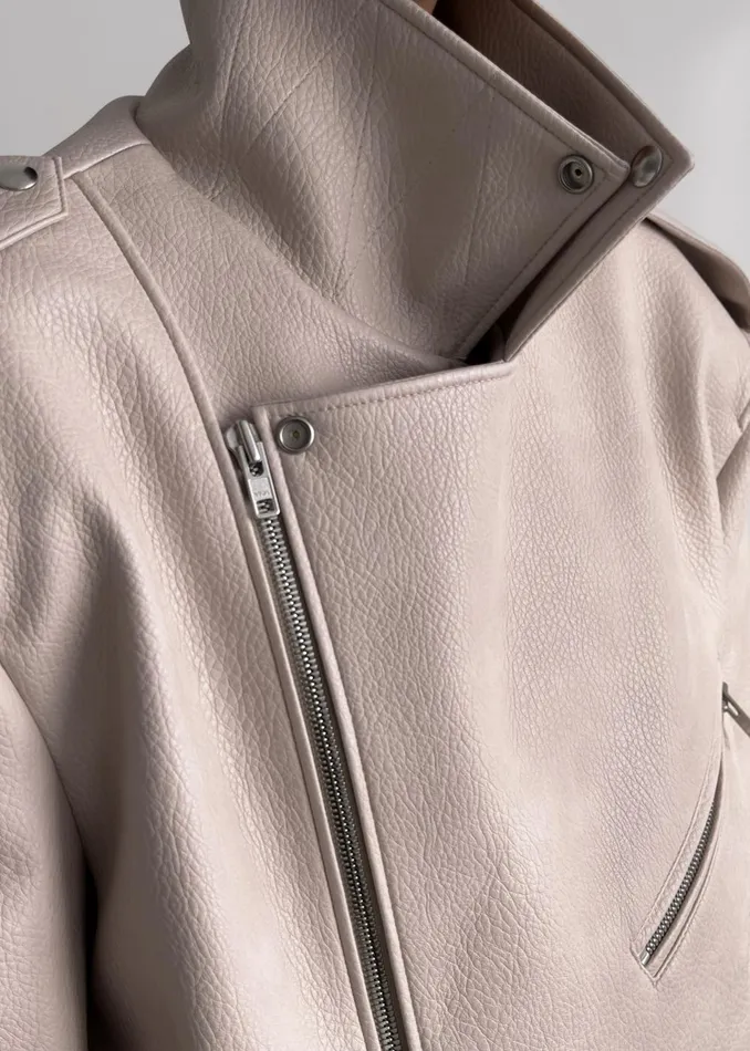 Women Chicago Oversized Biker Jacket 8211 Cream The Frankie Shop Outerwear