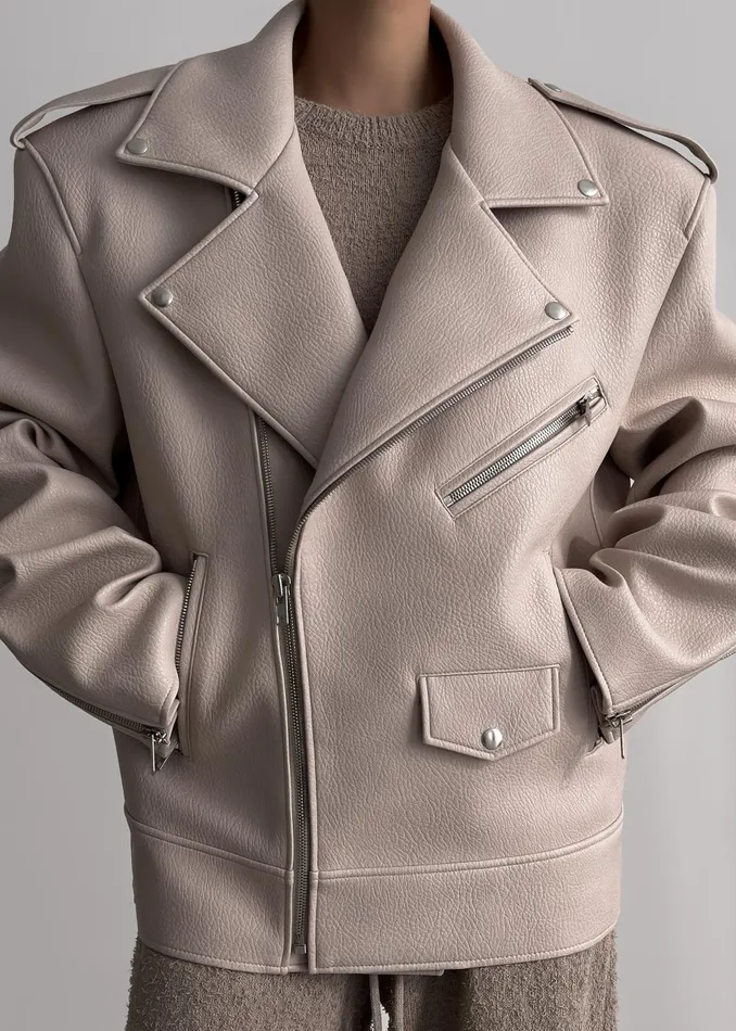 Women Chicago Oversized Biker Jacket 8211 Cream The Frankie Shop Outerwear