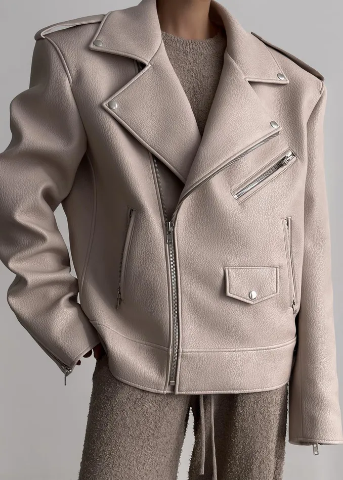 Women Chicago Oversized Biker Jacket 8211 Cream The Frankie Shop Outerwear