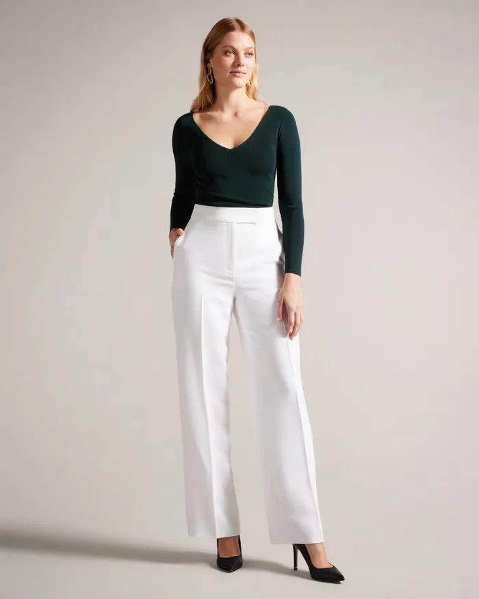 Women CILESTE 8211 V Neck Slim Fit Knit Top Dark Green Ted Baker Tops and Blouses