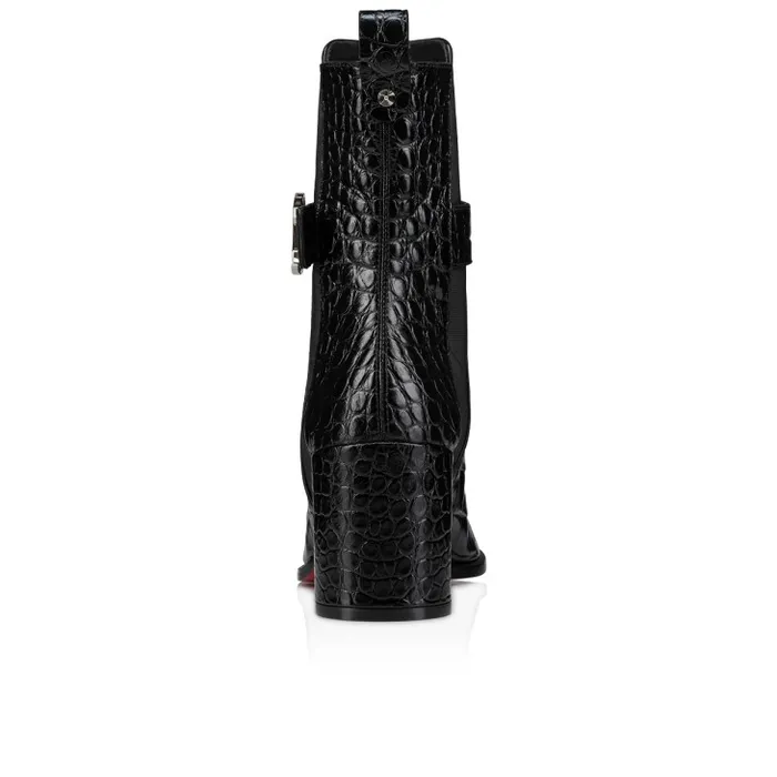 Women CL Chelsea Booty 70 Mm Low Boots 8211 Alligator Embossed Calf Leather 8211 Black Christian Louboutin Boots