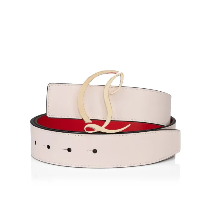 Women CL Logo Belt 8211 Calf Leather 8211 Leche Christian Louboutin Belts