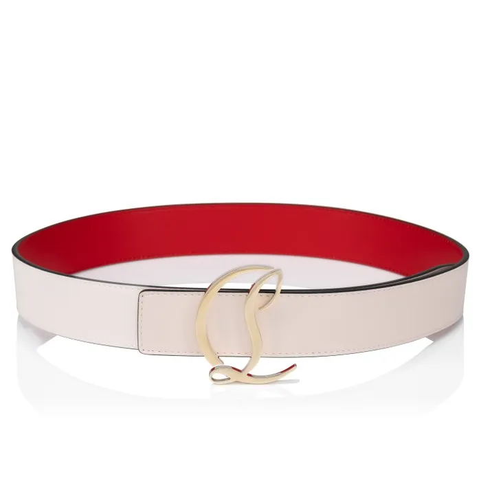 Women CL Logo Belt 8211 Calf Leather 8211 Leche Christian Louboutin Belts