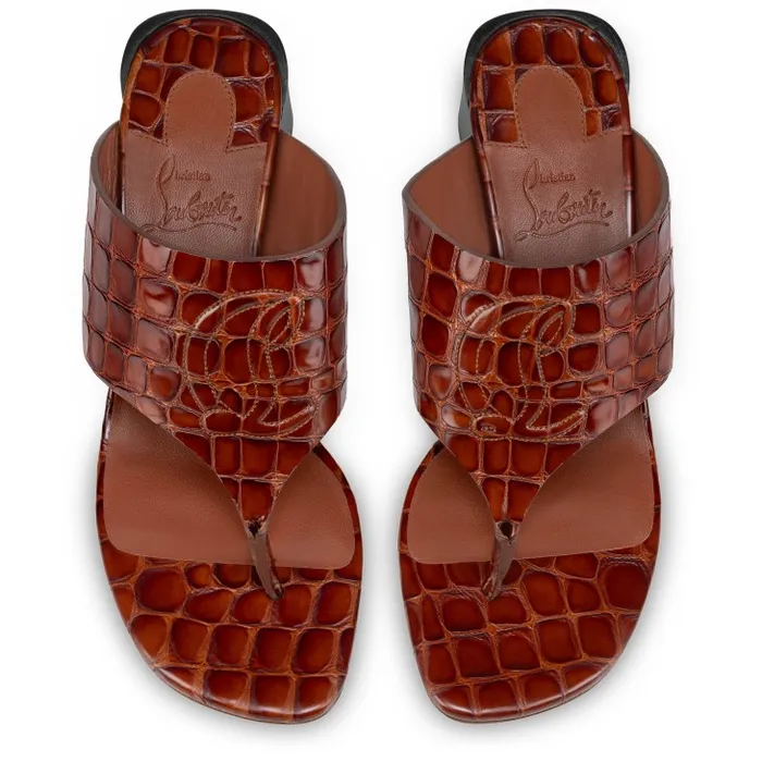 Women CL Tongamule 55 Mm Mules 8211 Alligator Embossed Calf Leather 8211 Acajou Christian Louboutin Sandals and Slides