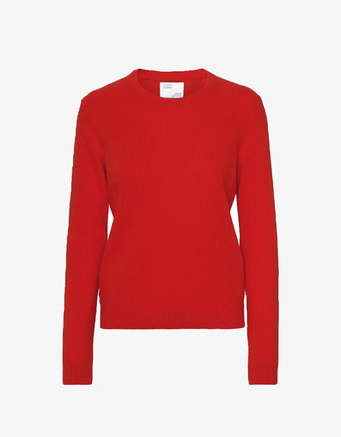 Women Classic Merino Wool Crew 8211 Scarlet Red Knit Sweaters Colorfulstandard Women