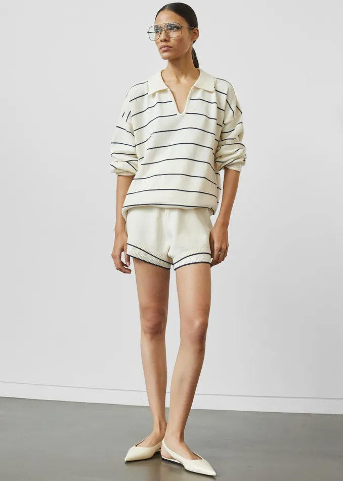 Women Claudia Lightweight Knit Sweater 8211 CreamNavy Stripe The Frankie Shop Knitwear