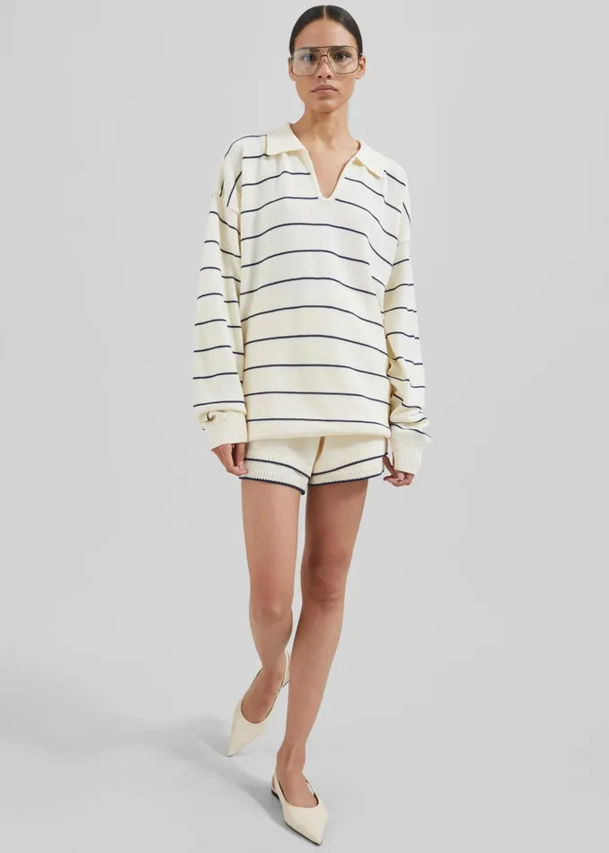 Women Claudia Lightweight Knit Sweater 8211 CreamNavy Stripe The Frankie Shop Knitwear
