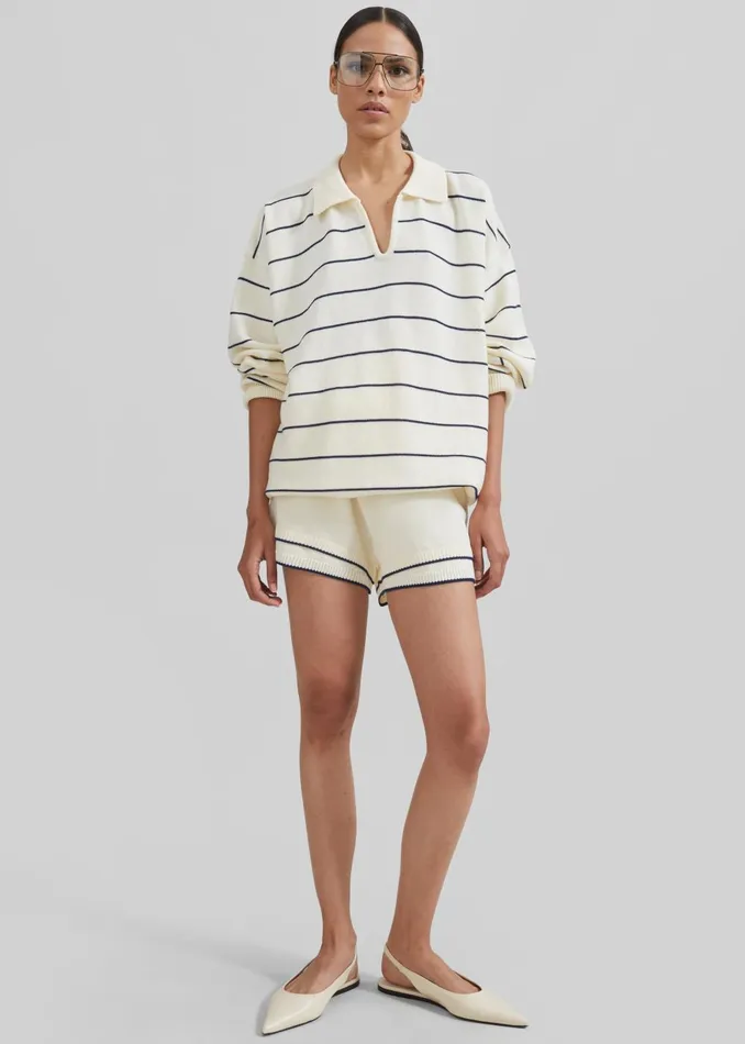 Women Claudia Lightweight Knit Sweater 8211 CreamNavy Stripe The Frankie Shop Knitwear