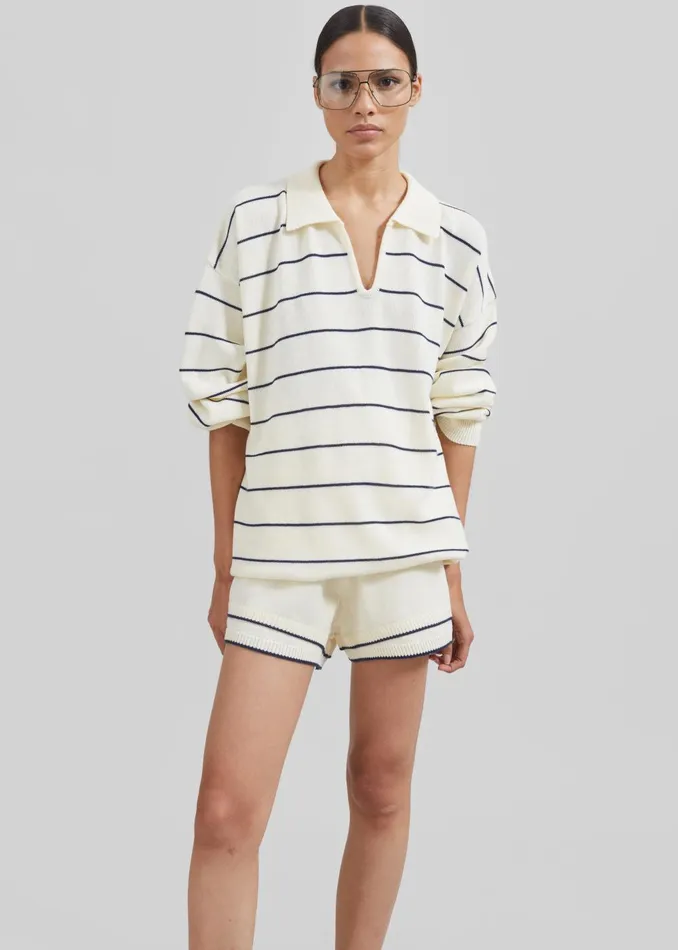 Women Claudia Lightweight Knit Sweater 8211 CreamNavy Stripe The Frankie Shop Knitwear