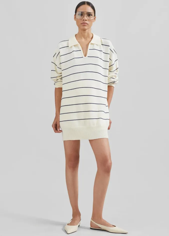 Women Claudia Lightweight Knit Sweater 8211 CreamNavy Stripe The Frankie Shop Knitwear