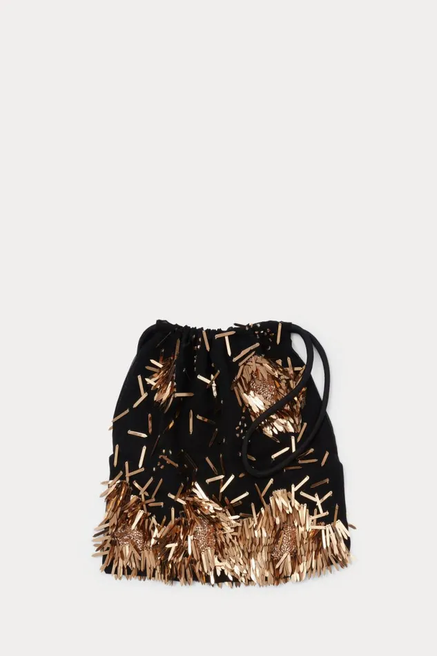 Women Clutches Handbags Crossbody Rachel Comey Hibiscus Fringe Bag Black
