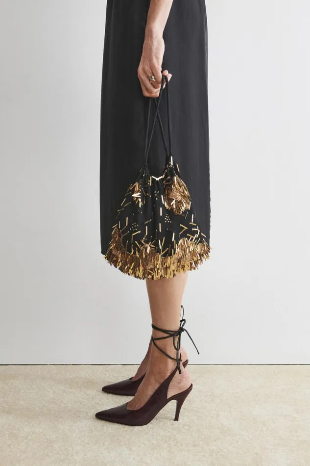 Women Clutches Handbags Crossbody Rachel Comey Hibiscus Fringe Bag Black