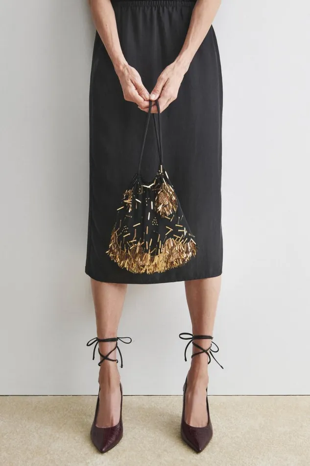 Women Clutches Handbags Crossbody Rachel Comey Hibiscus Fringe Bag Black