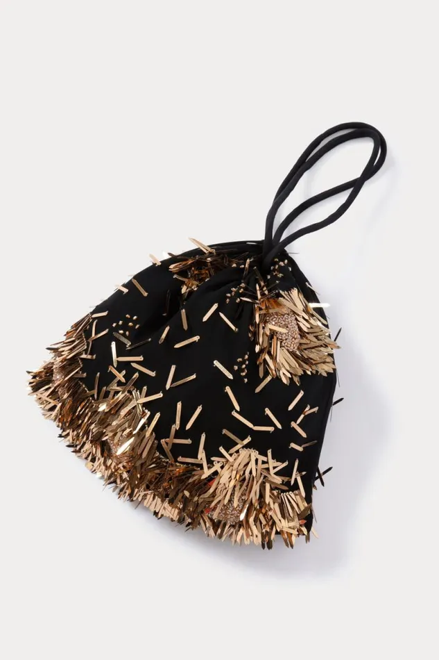 Women Clutches Handbags Crossbody Rachel Comey Hibiscus Fringe Bag Black