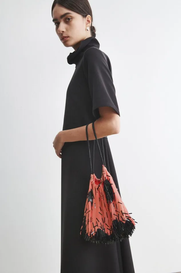 Women Clutches Handbags Crossbody Rachel Comey Hibiscus Fringe Bag Black