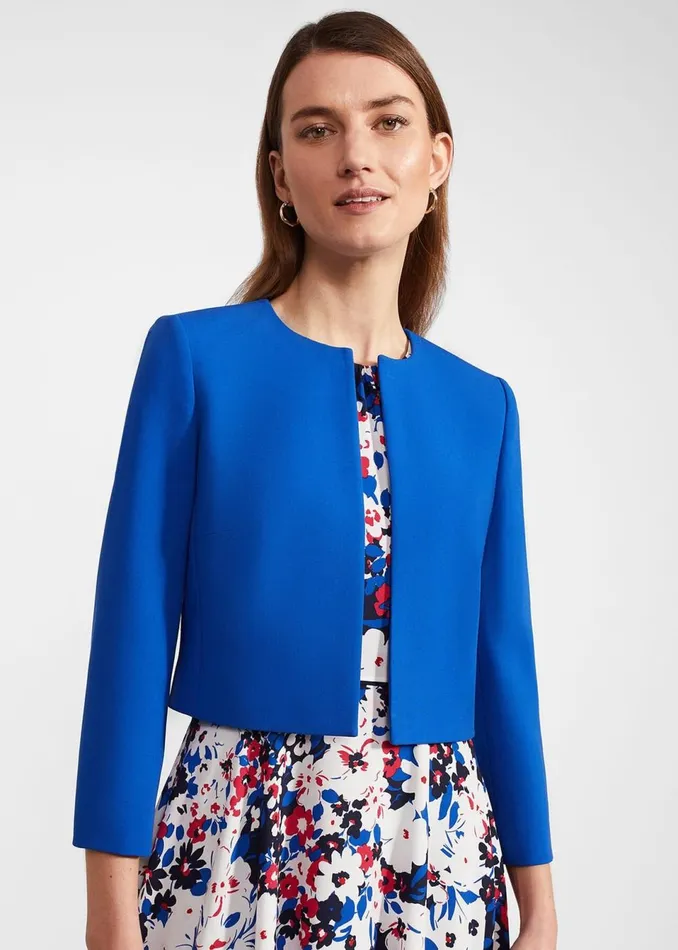 Women Coats and Jackets Hobbs Elize Crepe Jacket Lapis Blue