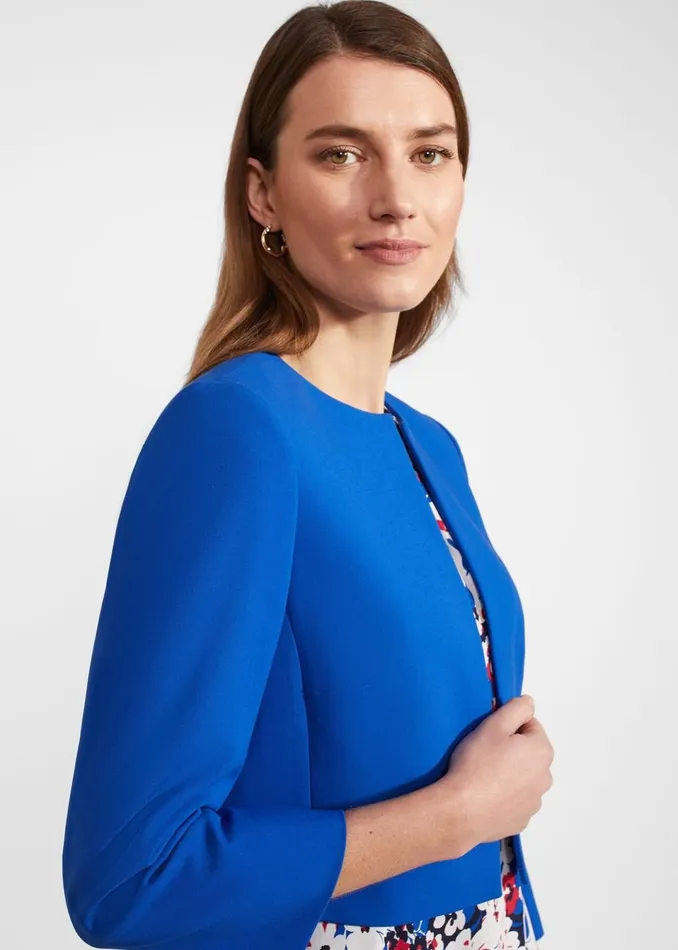 Women Coats and Jackets Hobbs Elize Crepe Jacket Lapis Blue