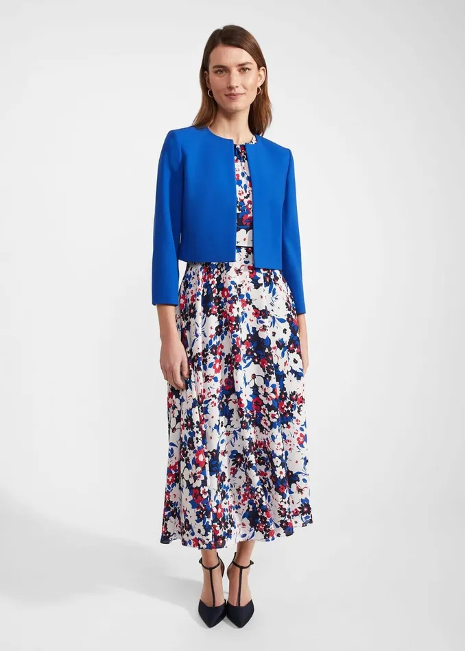 Women Coats and Jackets Hobbs Elize Crepe Jacket Lapis Blue