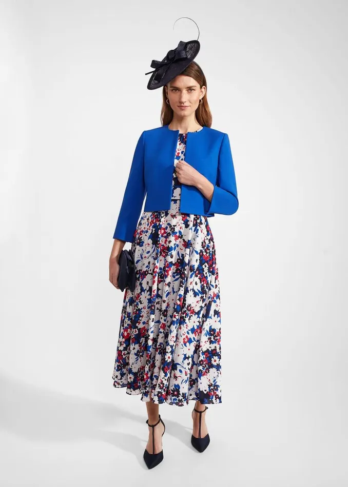 Women Coats and Jackets Hobbs Elize Crepe Jacket Lapis Blue