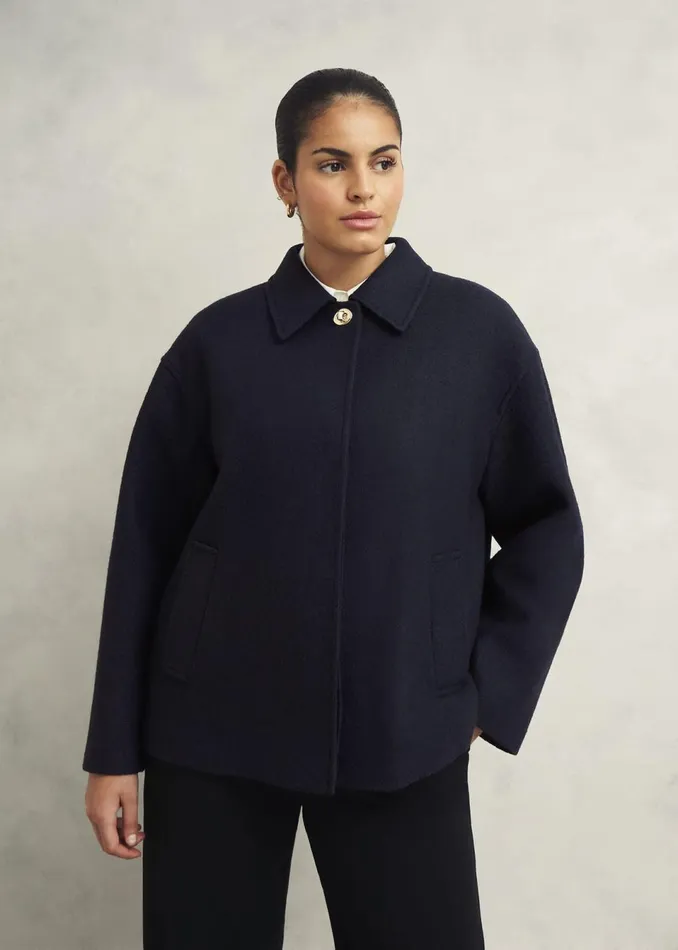 Women Coats and Jackets Hobbs Payton Coat With Wool Navy
