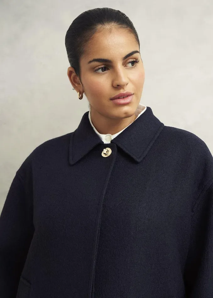 Women Coats and Jackets Hobbs Payton Coat With Wool Navy