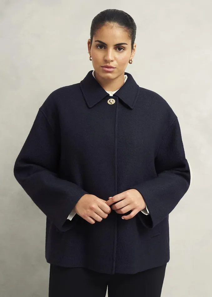Women Coats and Jackets Hobbs Payton Coat With Wool Navy