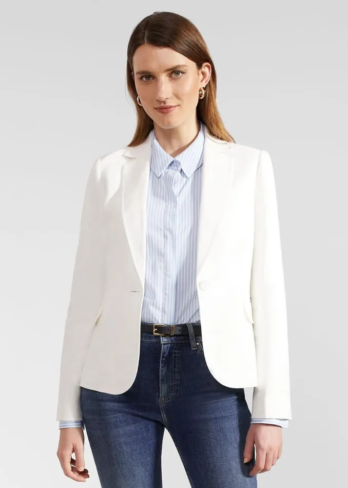 Women Coats and Jackets Hobbs Petite Blake Linen Jacket Ivory