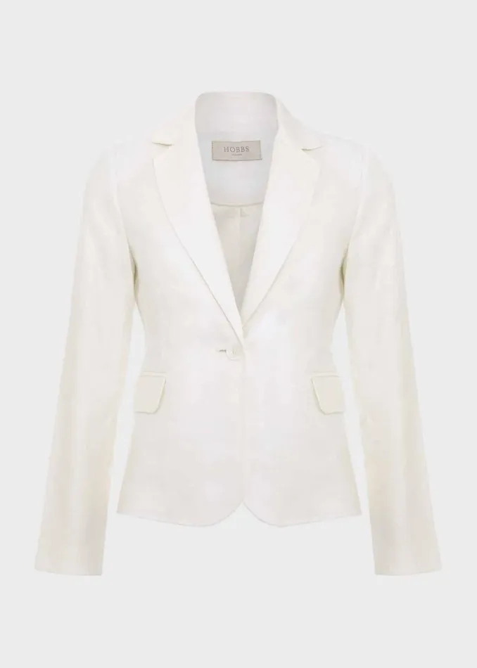 Women Coats and Jackets Hobbs Petite Blake Linen Jacket Ivory
