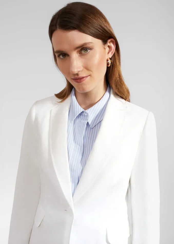 Women Coats and Jackets Hobbs Petite Blake Linen Jacket Ivory