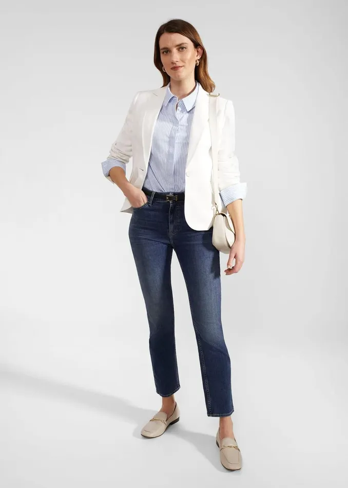 Women Coats and Jackets Hobbs Petite Blake Linen Jacket Ivory