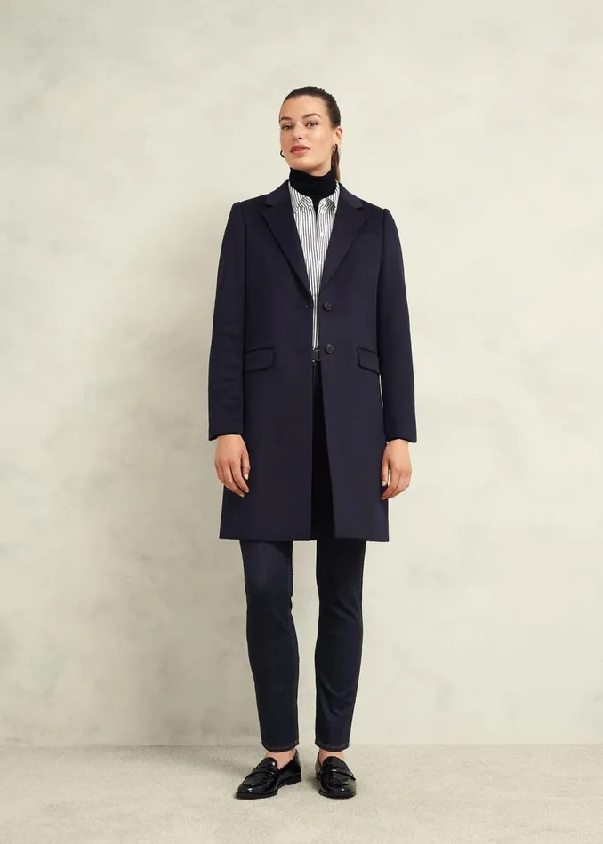 Women Coats and Jackets Hobbs Petite Cavendish Wool Coat Navy