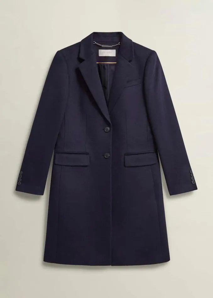 Women Coats and Jackets Hobbs Petite Cavendish Wool Coat Navy