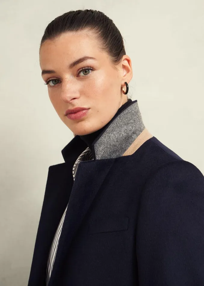 Women Coats and Jackets Hobbs Petite Cavendish Wool Coat Navy