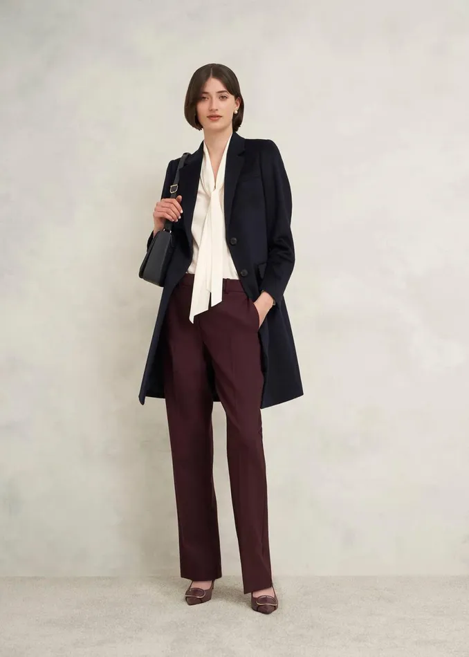 Women Coats and Jackets Hobbs Petite Cavendish Wool Coat Navy
