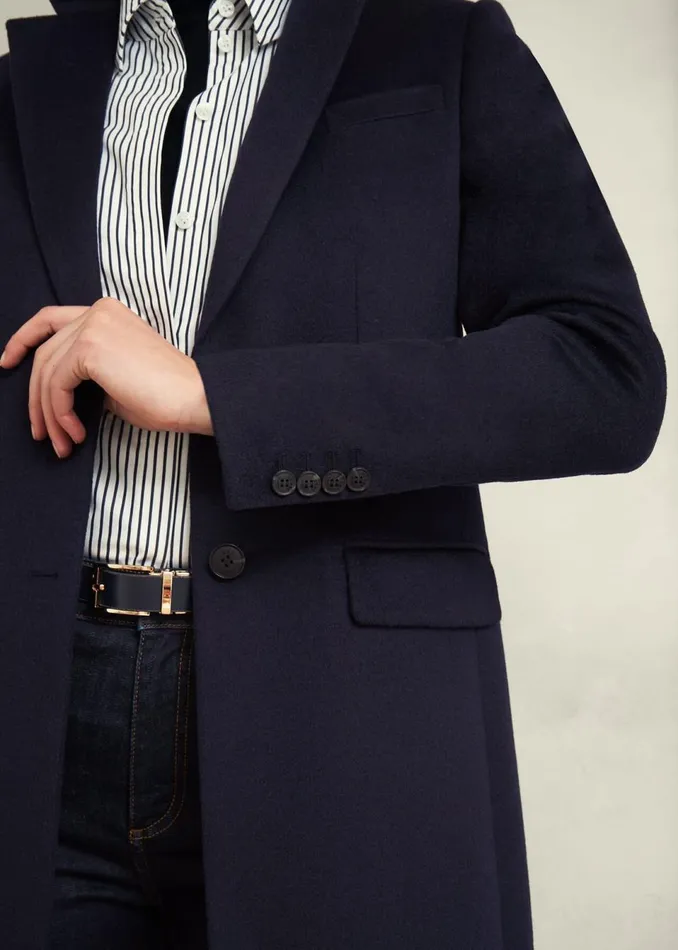 Women Coats and Jackets Hobbs Petite Cavendish Wool Coat Navy