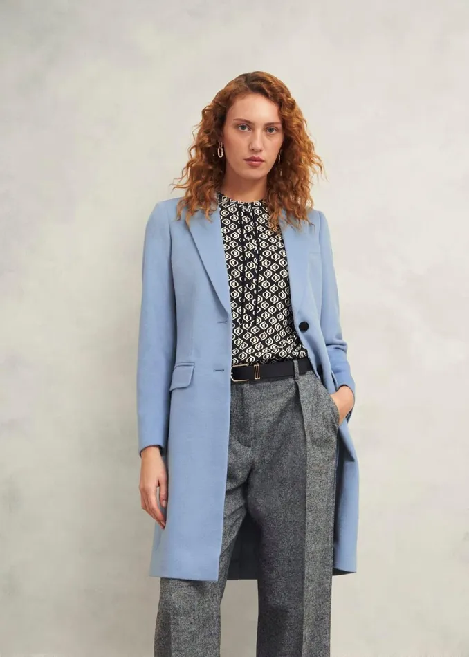 Women Coats and Jackets Hobbs Petite Cavendish Wool Coat Pale Blue