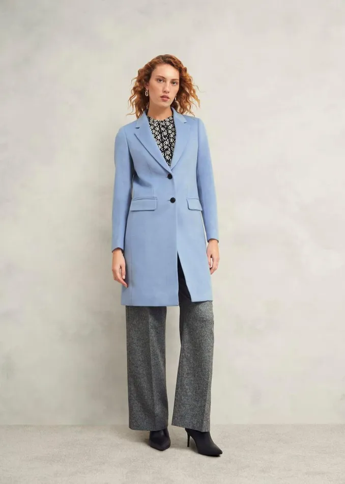 Women Coats and Jackets Hobbs Petite Cavendish Wool Coat Pale Blue