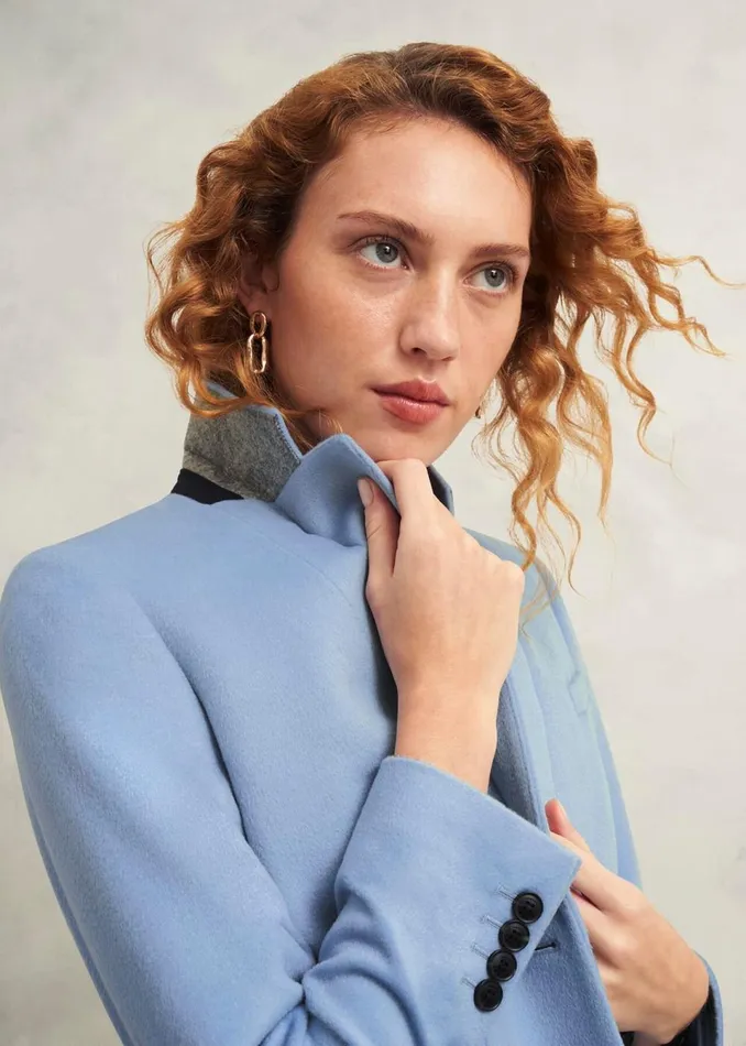 Women Coats and Jackets Hobbs Petite Cavendish Wool Coat Pale Blue