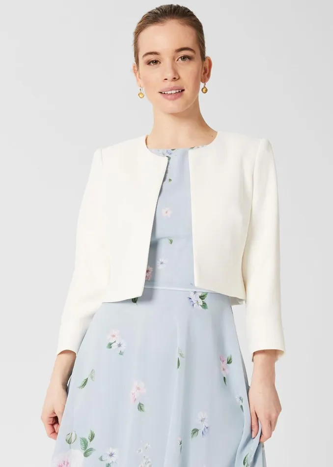Women Coats and Jackets Hobbs Petite Elize Textured Jacket Ivory