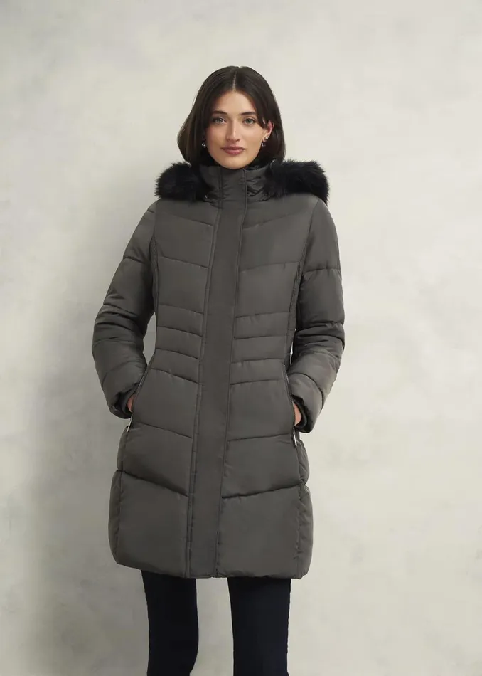 Women Coats and Jackets Hobbs Petite Jaymie Puffer Charcoal