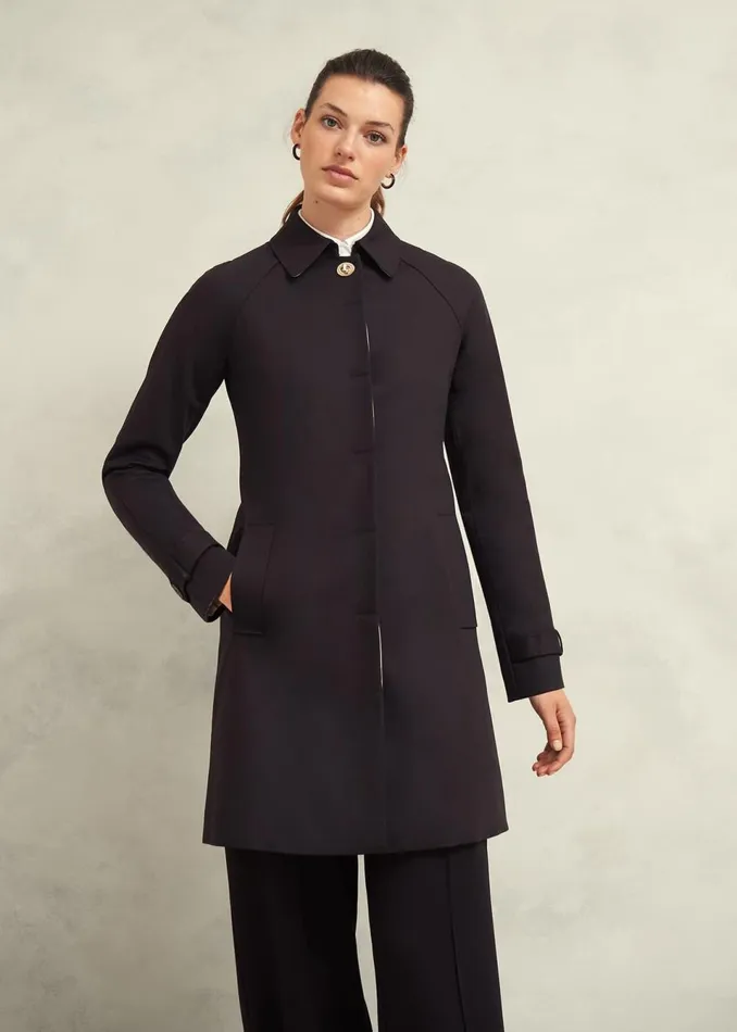 Women Coats and Jackets Hobbs Vivienne Shower Resistant Trench Coat Black