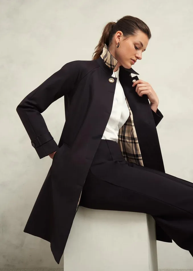 Women Coats and Jackets Hobbs Vivienne Shower Resistant Trench Coat Black