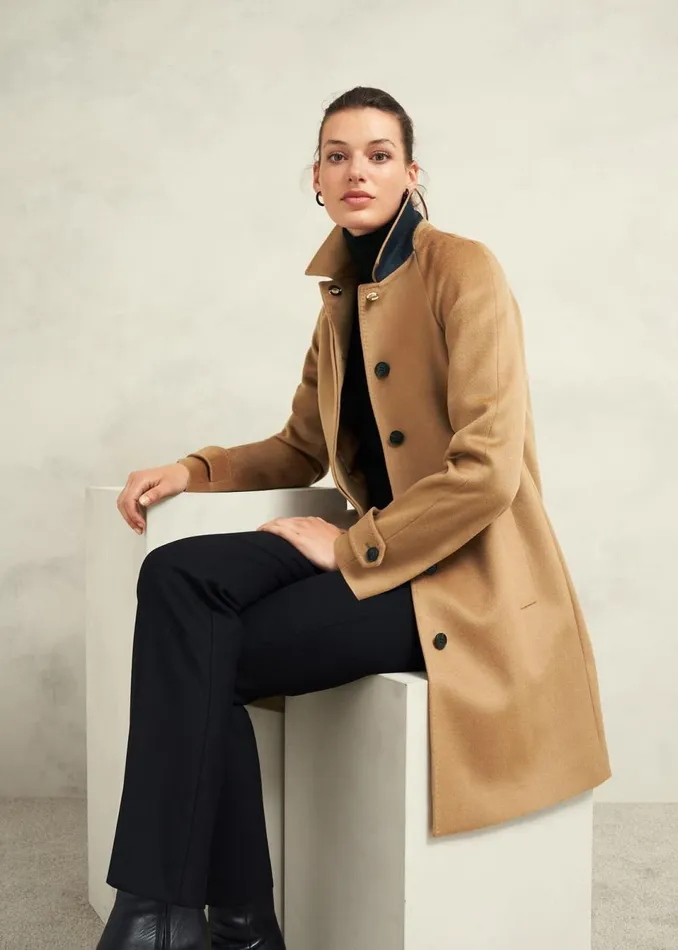 Women Coats and Jackets Hobbs Vivienne Wool Coat Warm Beige