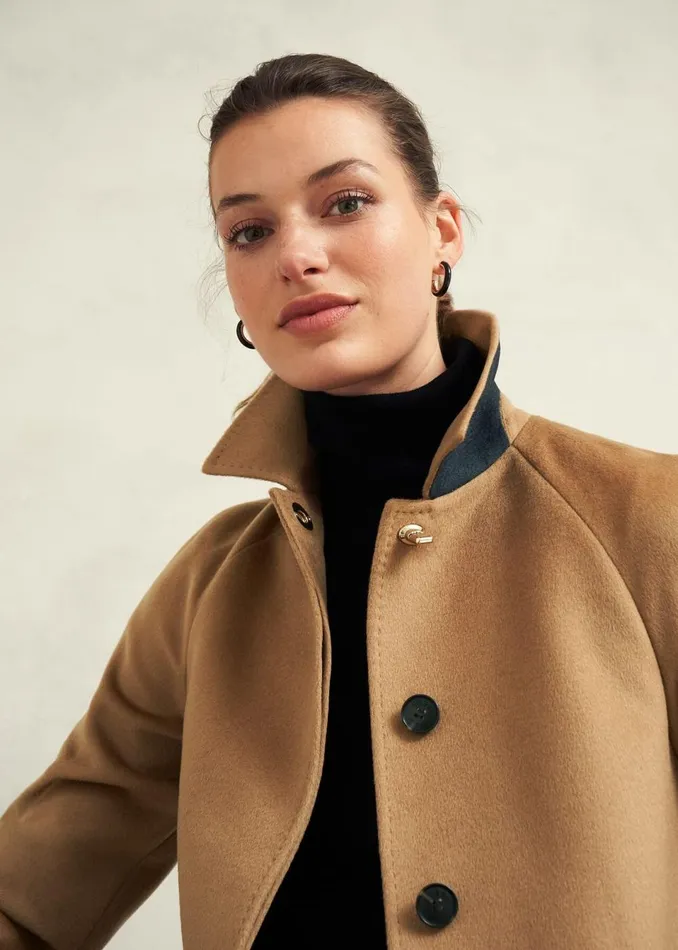 Women Coats and Jackets Hobbs Vivienne Wool Coat Warm Beige